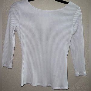 White 3/4 ribbed top from Guess